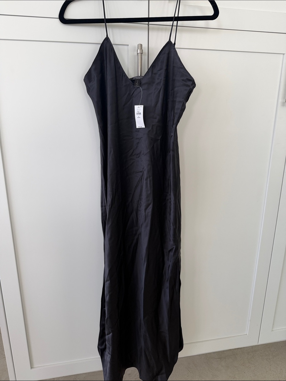 Banana Republic Black Satin Midi Slip Dress